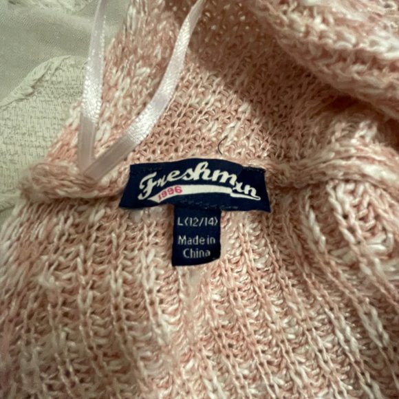 Freshman Back Detail Cardigan (Big Girls) L (12-14), PALE MAUVE/ EGRET - Picture 4 of 6